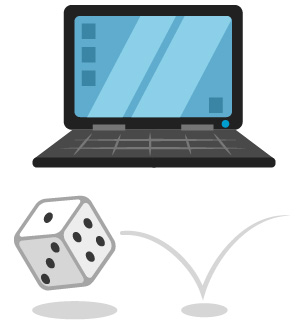 Computer and a rolling die