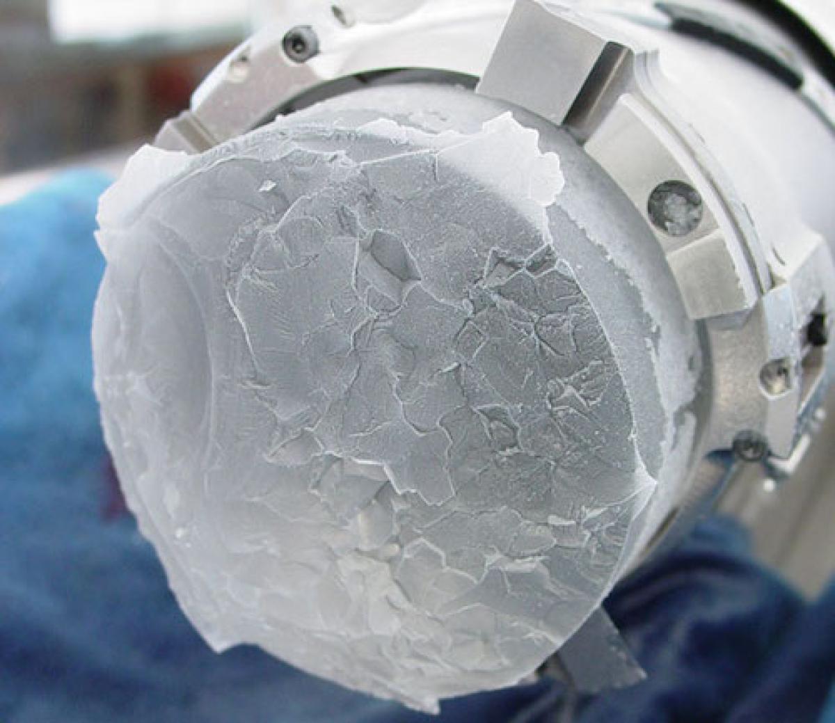 Un núcleo de hielo perforado